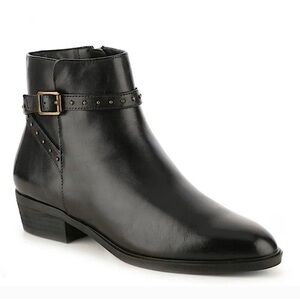 Lauren Ralph Lauren Smooth Black Leather Buckle Ankle Boot